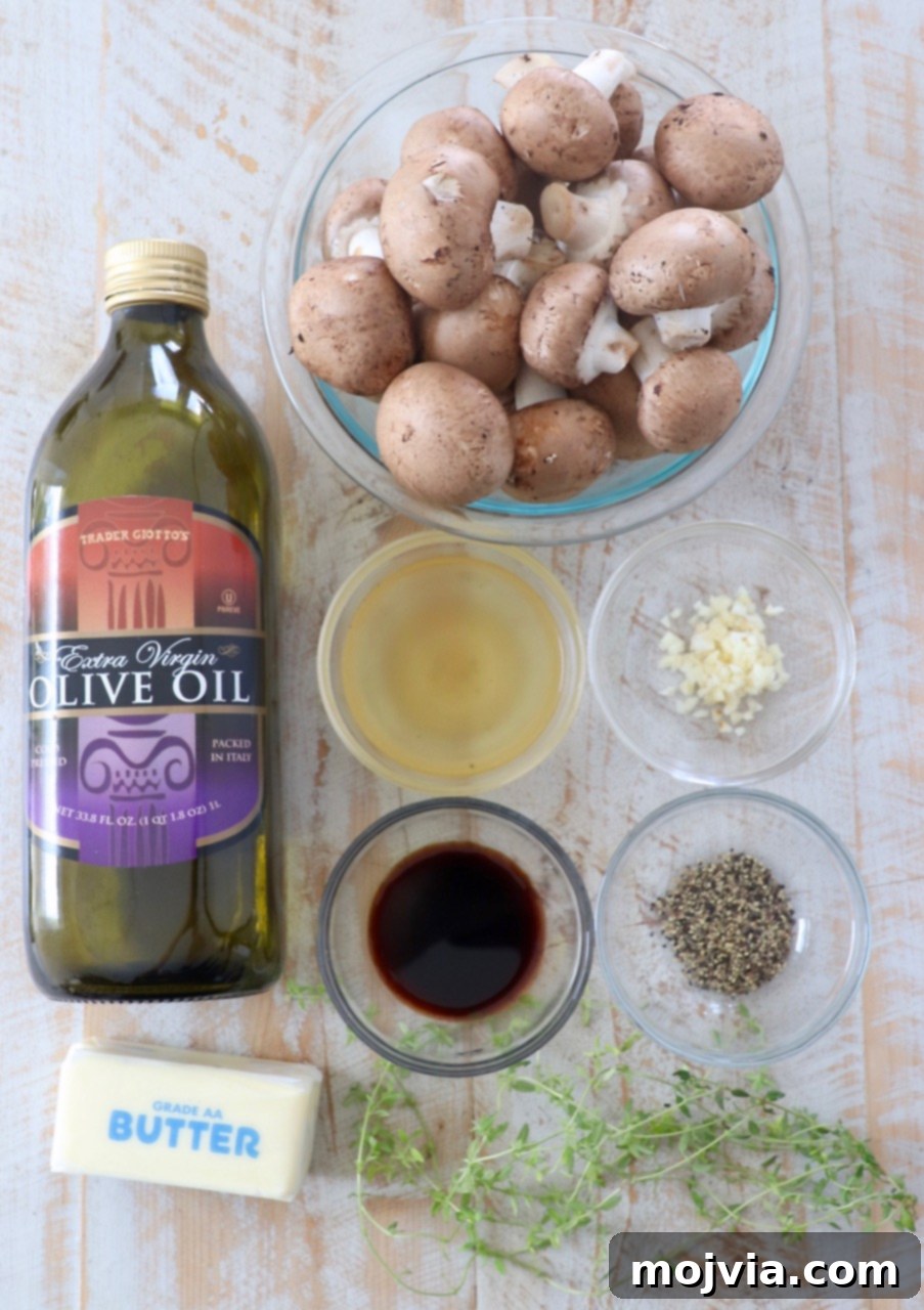 ingredients for sauteed mushrooms