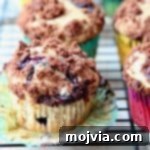 Blueberry Cream Cheese Muffins with Chocolate Crumble