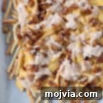 Secret Sauce Loaded Fries 8 cooked fries covered in cheese, onions and sauce