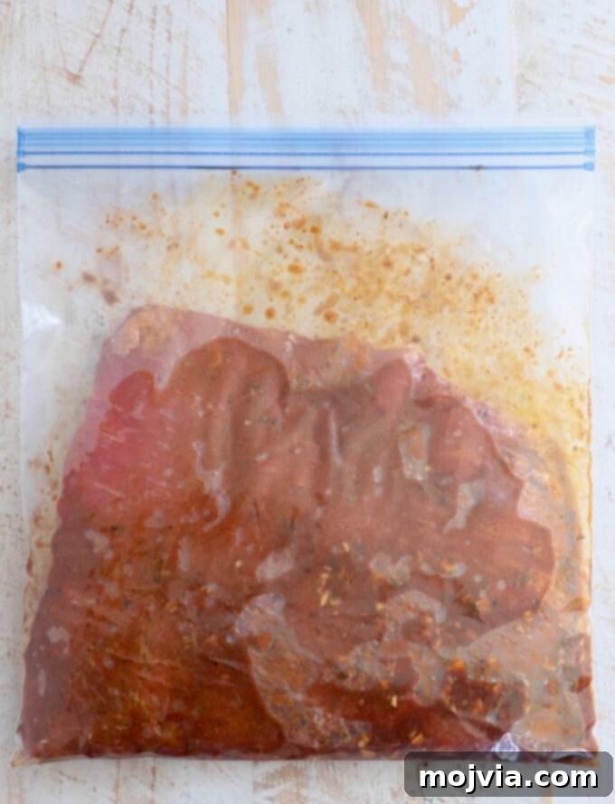Sizzling Flank Steak Tacos 5 flank steak in marinade in large zipper bag