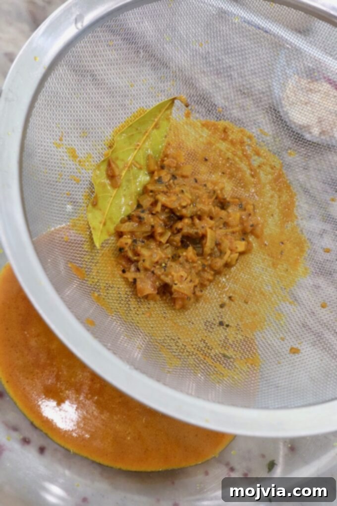 Crown Jewel Chicken Salad 6 curry sauce pushed through a fine mesh strainer