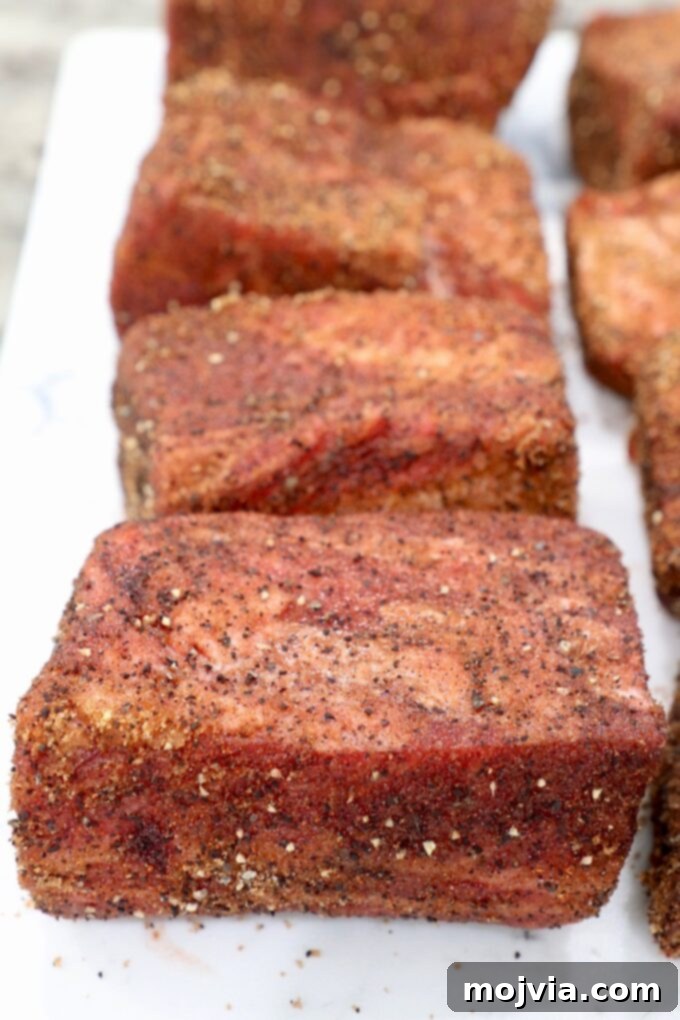 Melt-Off-The-Bone Guinness Short Ribs 4 seasoned short ribs on cutting board