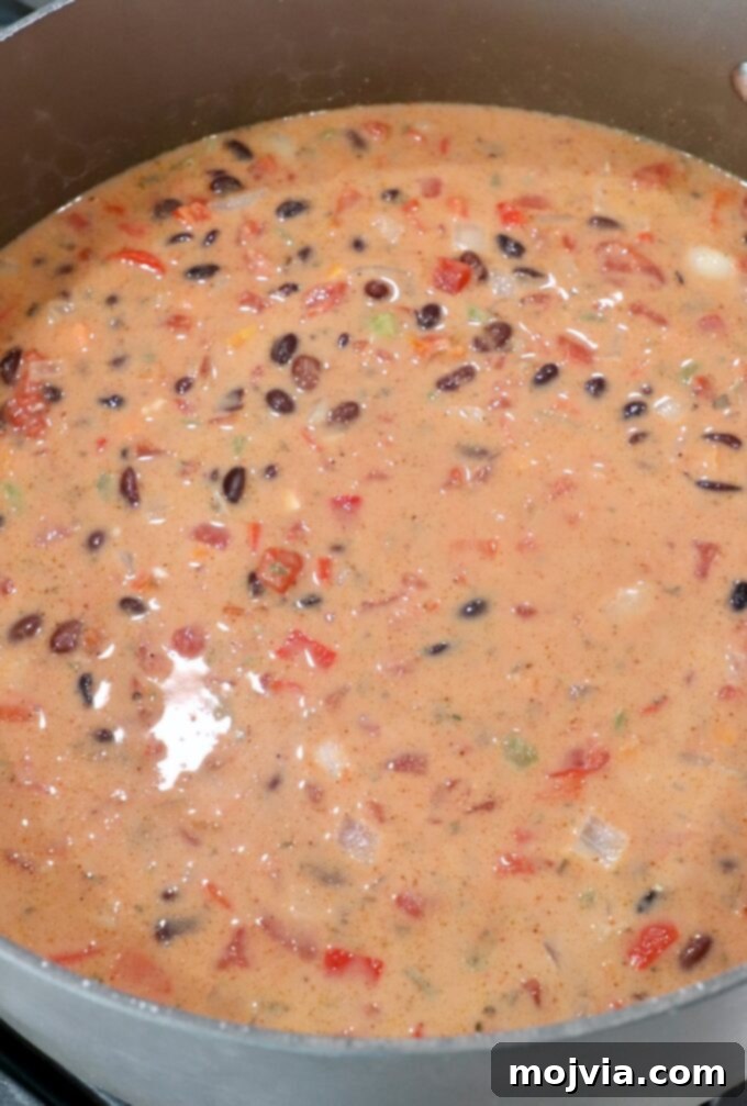 Zesty Southwest Black Bean Soup 7 black bean soup in a large pot on the stove
