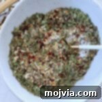 Zesty Italian Vinaigrette Blend 7 Italian dressing mix in bowl with spoon