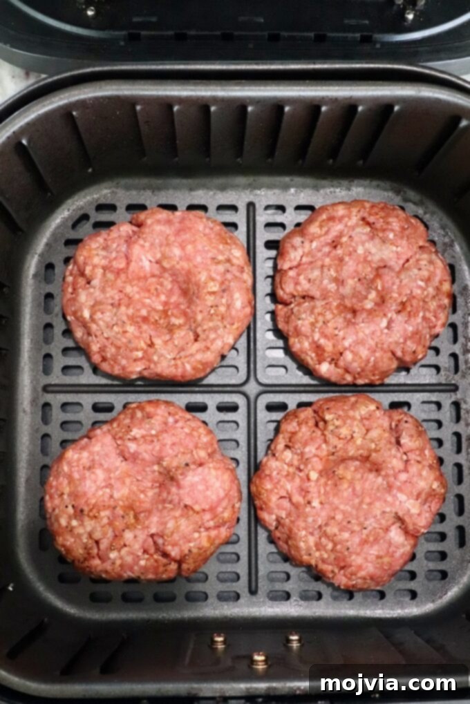 raw burger patties in air fryer