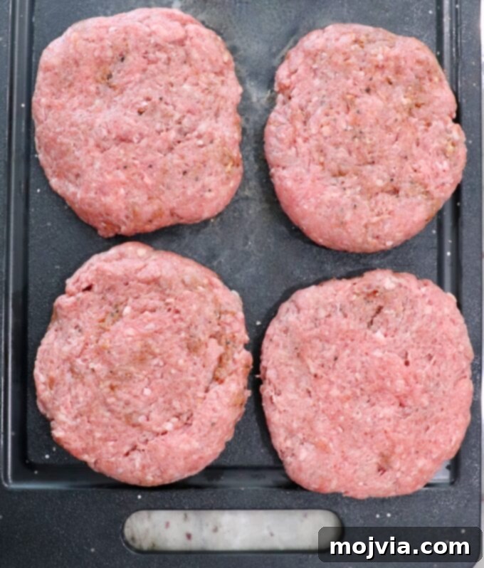 California Dream Burger 4 Seasoned burger patties ready for grilling