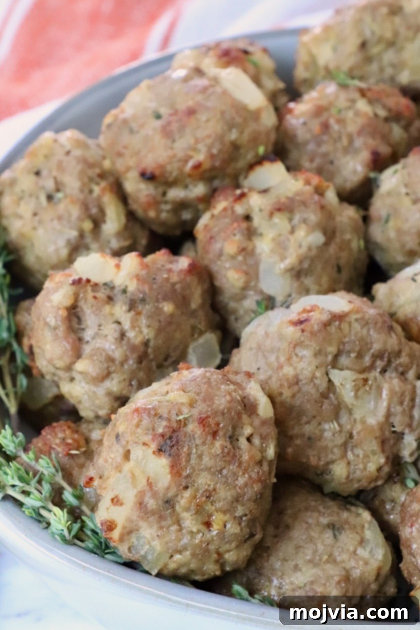 cooked turkey meatballs in a bowl