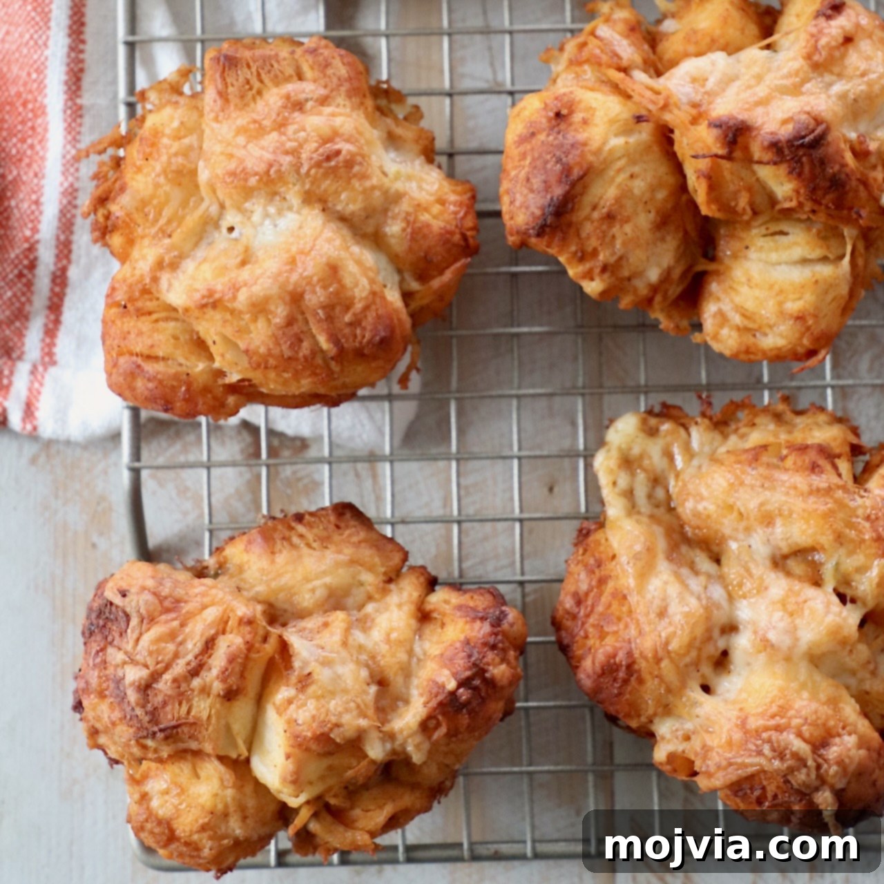 pull apart rolls on wire rack