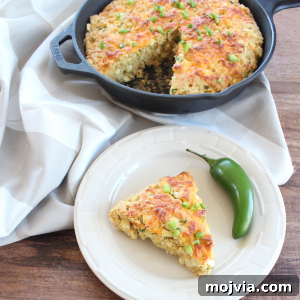 Kickin' Gluten-Free Jalapeno Cheddar Cornbread 2 Gluten Free Jalapeno Cheddar Cornbread in a skillet