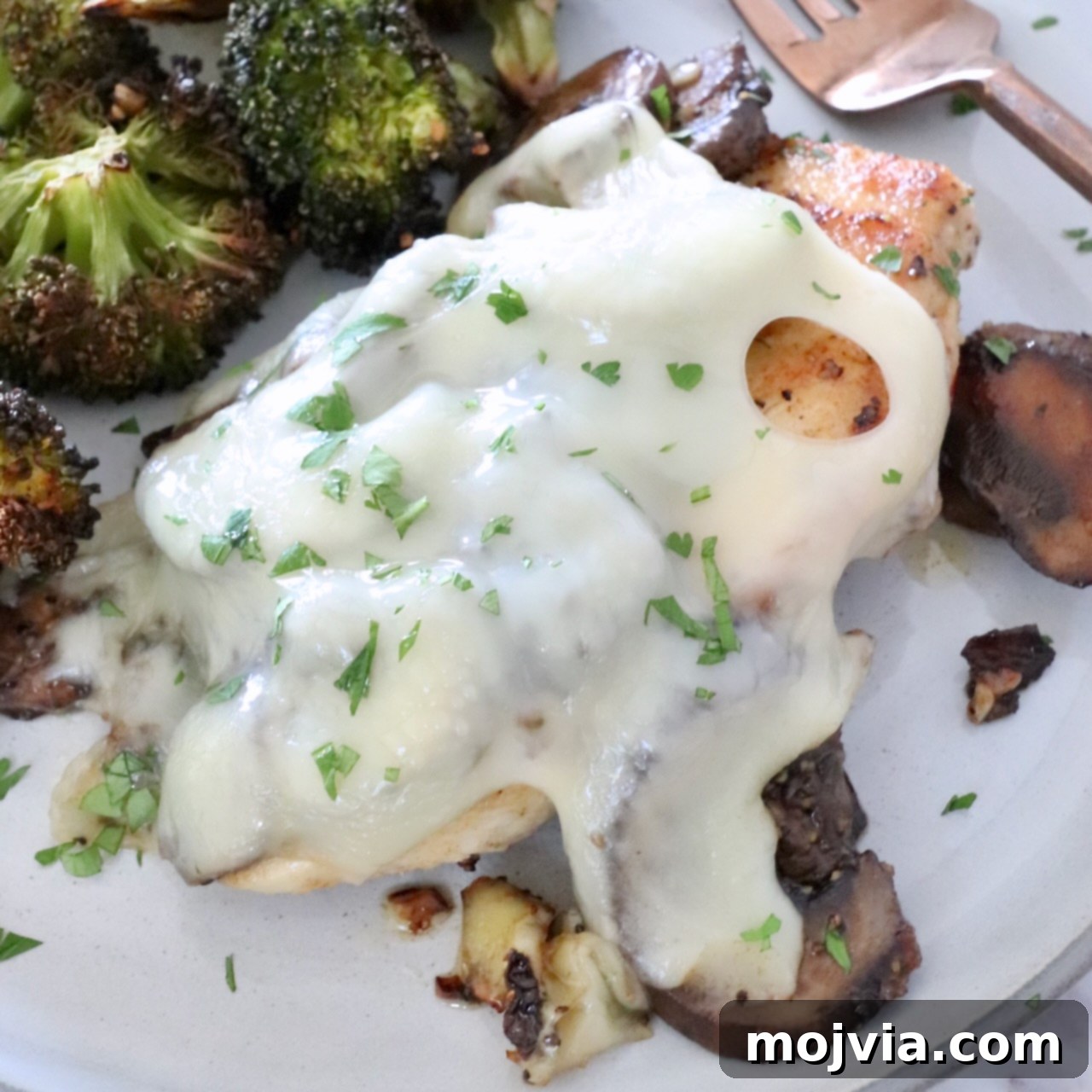 Mushroom Chicken with Swiss Cheese