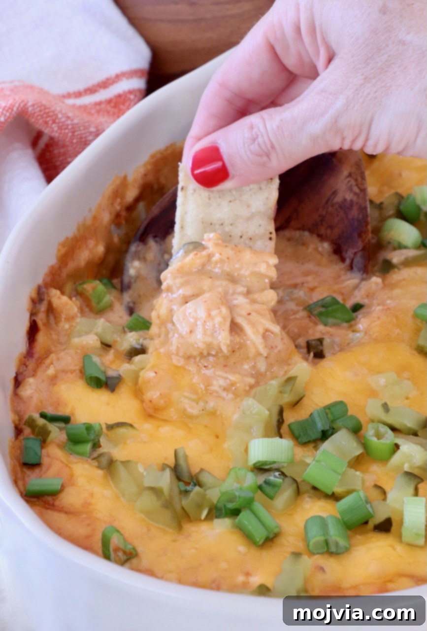 Nashville Spicy Chicken Dip 2 Nashville Hot Chicken Dip served with tortilla chips
