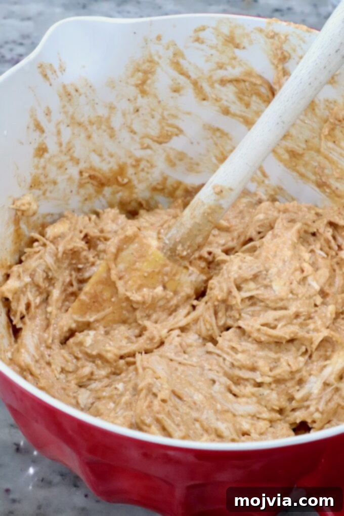 Nashville Spicy Chicken Dip 5 Mixing the dip ingredients