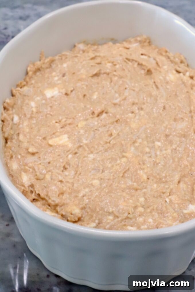 Nashville Spicy Chicken Dip 6 The chicken dip in a baking dish