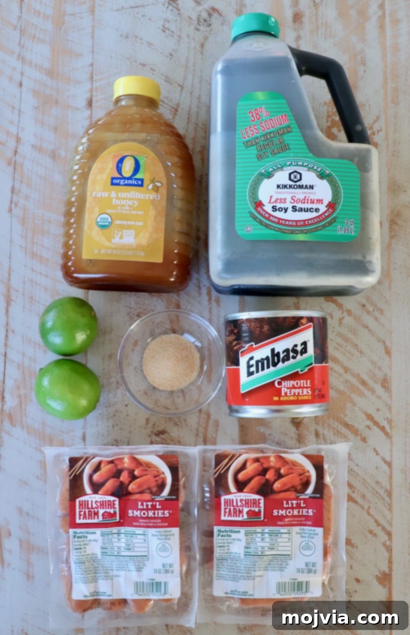 Chipotle Honey Glazed Cocktail Smokies 3 Ingredients for Chipotle Honey Little Smokies