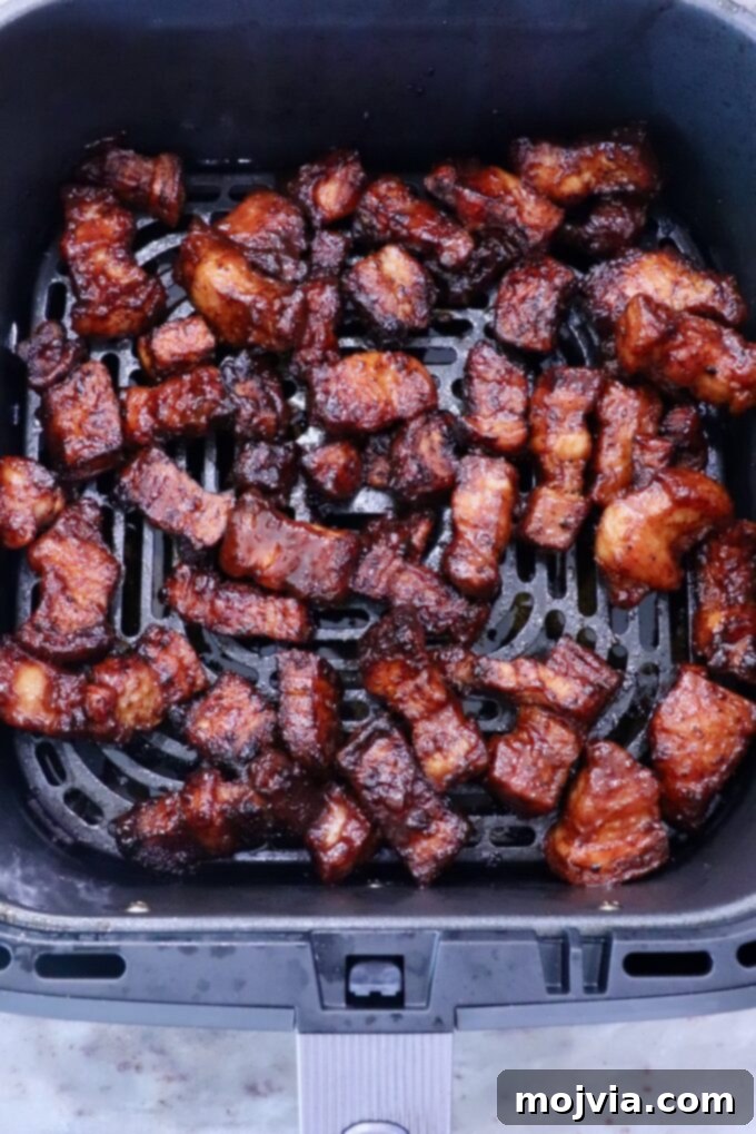 Crispy Air Fryer Pork Belly Bites 5 Crispy Golden Brown Pork Belly Bites in Air Fryer