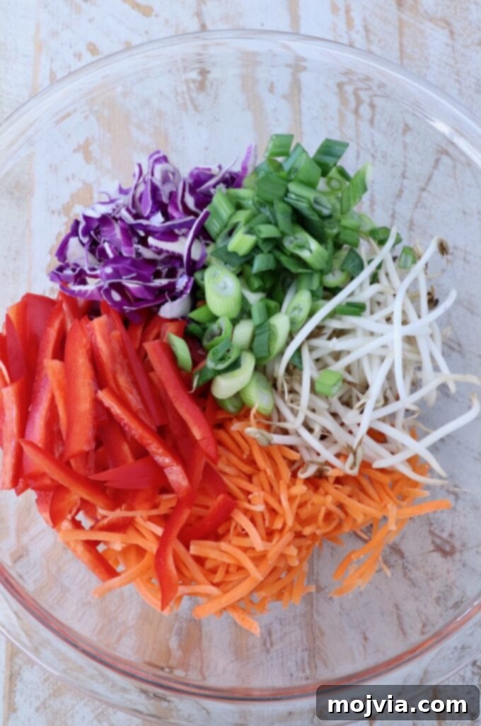 Pad Thai Tacos 4 Bowl of fresh vegetables for Chicken Pad Thai Tacos