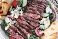 Grilled Steak Shawarma Salad with Garlic-Tahini Dressing